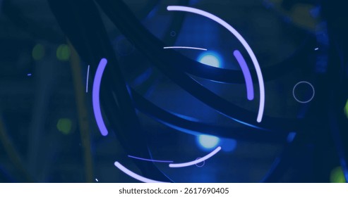 Image of shapes over server room. global technology, data processing and digital interface concept digitally generated image.
