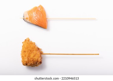 Image Shot Of Salmon Kushikatsu