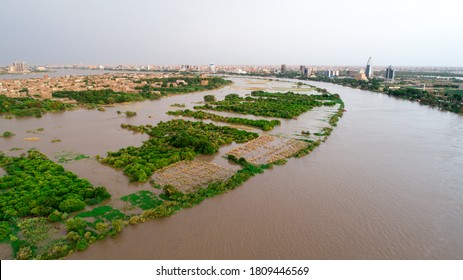 An Image Showing The Size Of The Nile River Flood That Hit The Capital, Khartoum