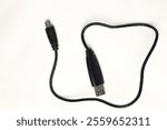 The image shows a black USB cable with two connectors: a standard USB-A plug and a micro-USB plug. It is typically used for charging devices, data transfer, or connecting peripherals.

