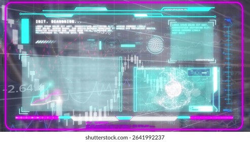 The image shows how financial data and graphs can be used to improve efficiency in warehouse operations. It also demonstrates how global research and technology can be used to communicate and process