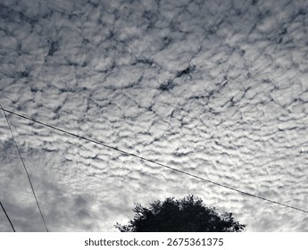 The image shows a stretch of white clouds visible above in the morning, but the cloud cover appears less bright.