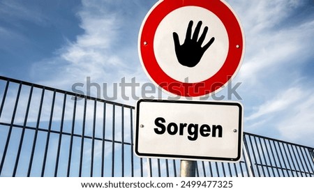 An image with a signpost pointing in two different directions in German. One direction points to precautions, the other points to worries.