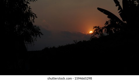 Image Of Silhouette, Rower At Sunset