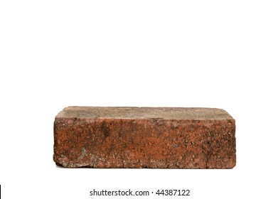 Image Of A Single Red Brick On White Background