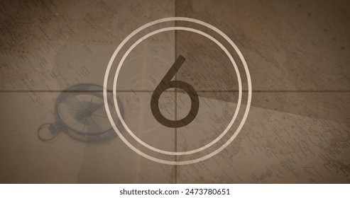 Image of six number over vintage compass and world map. travel and geography concept digitally generated image. - Powered by Shutterstock