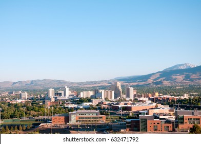 Image of the skyline of Reno, Nevada with the University of Nevada Reno in the foreground.