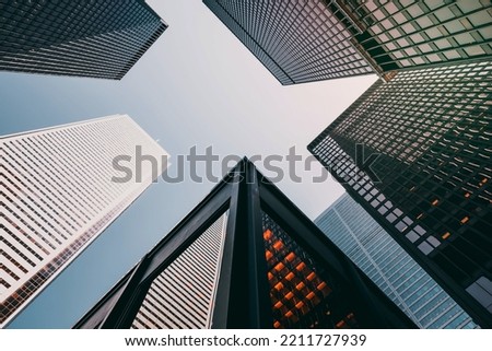Image of a skyscrapers looking up