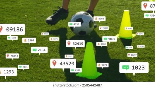 Image of social media icons with growing numbers over caucasian male football player. Global social media, sports, communication and digital interface concept digitally generated image. - Powered by Shutterstock