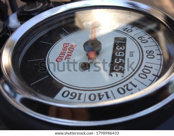 image of speedometer of royal enfield bike at\
malappuram on 19th august\
2019