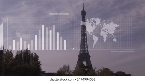Image of statistical data processing against view of eiffel tower. Computer interface and business data technology concept - Powered by Shutterstock - Get 15% off with code: PIKWIZARD15