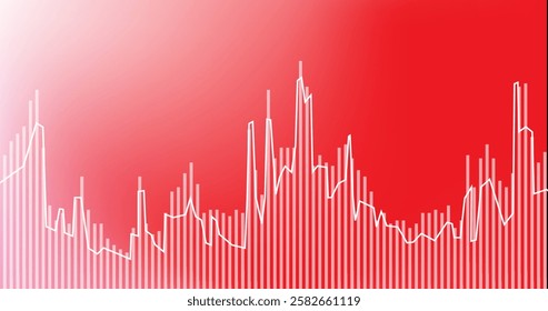 Image of statistics and digital data processing over red background. Global connections, computing and data processing concept digitally generated image.