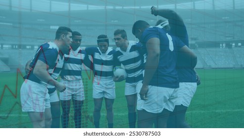 Image of statistics over rugby players. global sports, technology, digital interface and connections concept digitally generated image. - Powered by Shutterstock