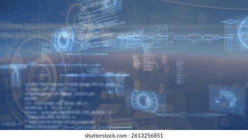 Image of statistics processing over scopes scanning. global business, finances, data processing and digital interface concept digitally generated image. - Powered by Shutterstock - Get 15% off with code: PIKWIZARD15