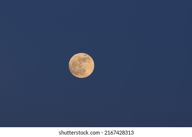 Image Of A Strawberry Supermoon 97% Full Shown In Southern California.