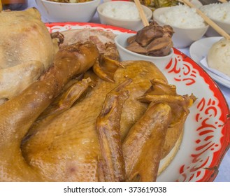 Image Of A Table Feast And Food For Chinese New Year Festival.