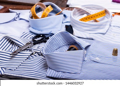 Image Of A Tailor Made Tailored Shirt In His Studio
