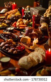 Image Of Tasty Medieval Kings Food On Table