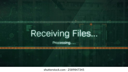 Image of text and data processing over computer servers. Global business, connections, computing and data processing concept digitally generated image.