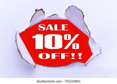 image of a torn paper with a word 10% Off