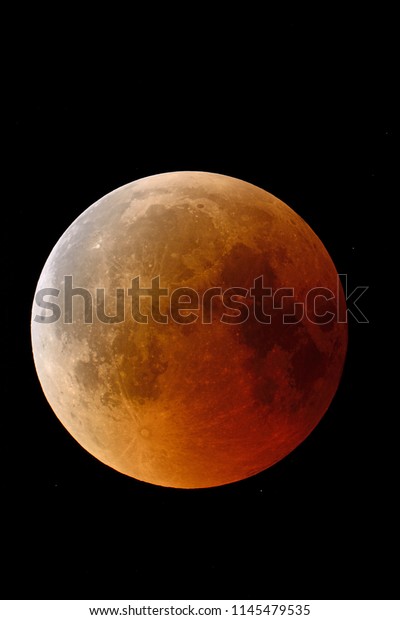 Image of the total eclipse of the moon happened on\
July 27, 2018.