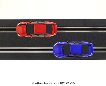 An Image Of Toy Slot Car Racing