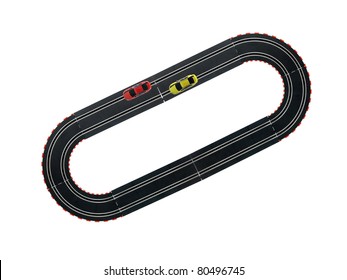 An Image Of A Toy Slot Car Racing Track