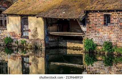 Image Of A Traditional French Laundry On The Riverside Of The River Ozanne In Brou In Central France.