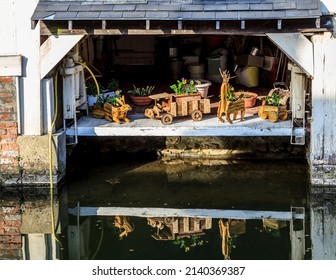 Image Of A Traditional French Laundry On The Riverside Of The River Ozanne In Brou In Central France.