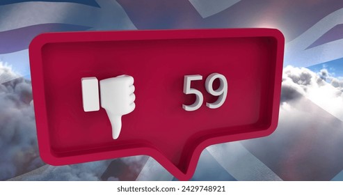 Image of unlike icon with numbers on speech bubble with flag of usa. global social media and communication concept digitally generated image. - Powered by Shutterstock