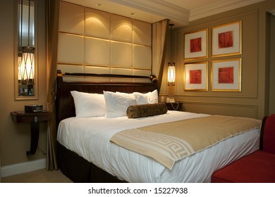 An Image Of An Upscale Hotel Room