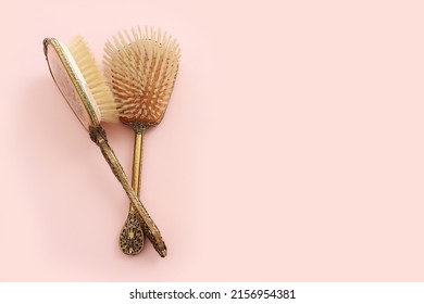 Image Of Vintage Hair Comb Over Pastel Pink Background