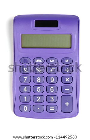 Image of violet calculator isolated on white background