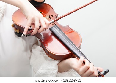 image of violin hand white background 