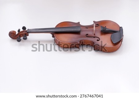Image of a violin, a string instrument typically used in classical and folk music on white background. 