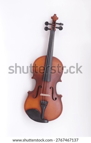 Image of a violin, a string instrument typically used in classical and folk music on white background. 
