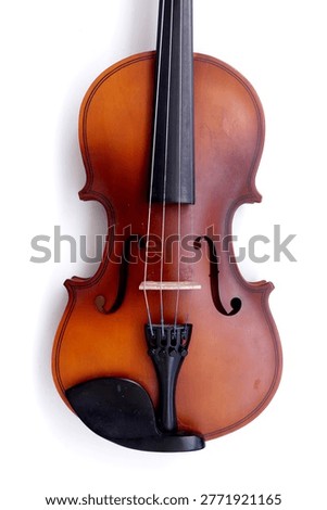 Image of a violin, a string instrument typically used in classical and folk music on white background. 
