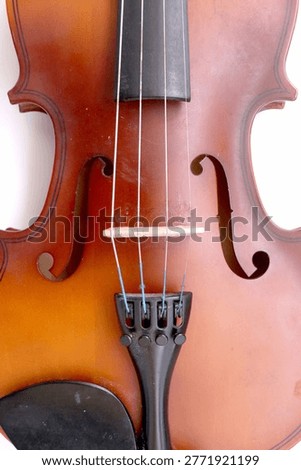 Image of a violin, a string instrument typically used in classical and folk music on black background. 