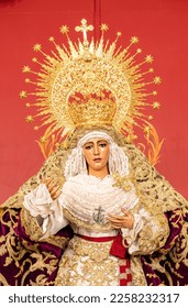 Image of the Virgen de la Esperanza de Triana inside the Capilla de los Marineros (Chapel of the Sailors) in the Triana neighborhood, Seville, Andalusia, Spain - Shutterstock ID 2258232317