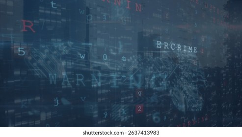 Image of virus scanning and numbers over cityscape. Global network, data processing and technology concept digitally generated image. - Powered by Shutterstock - Get 15% off with code: PIKWIZARD15
