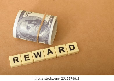 The image visually represents the concept of a reward, with the word 