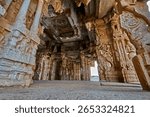 Image of The Vitthala temple from Inside, represents the highest watermark of the Vijayanagara style of art and architecture. The temple is built under the patronage of Devaraya II 1422 - 46 CE