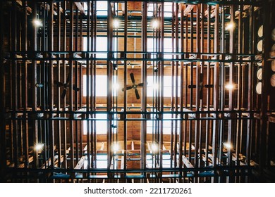 Image Of A Warehouse Wood Rafters