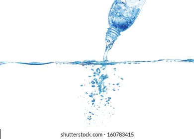 Image Of A Waterbottle Pouring Over A White Background