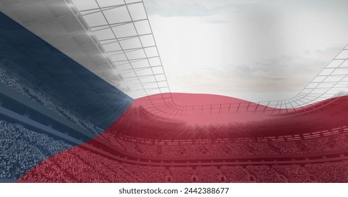 Image of waving flag of czechoslovakia over sport stadium. Sports, competition, entertainment and technology concept digitally generated image. - Powered by Shutterstock