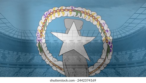 Image of waving flag of marianas over sport stadium. Sports, competition, entertainment and technology concept digitally generated image. - Powered by Shutterstock