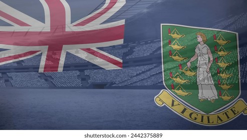 Image of waving flag of virgin islands over sport stadium. Sports, competition, entertainment and technology concept digitally generated image. - Powered by Shutterstock