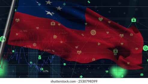 Image of waving samoa flag over financial data processing. Global data processing and economy concept digital generated image. - Powered by Shutterstock