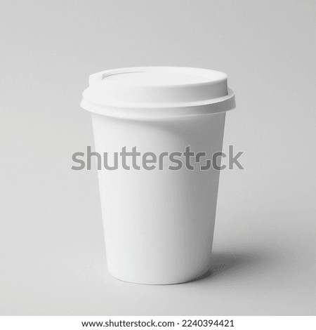 Image of white takeaway coffee disposable paper cup on white background