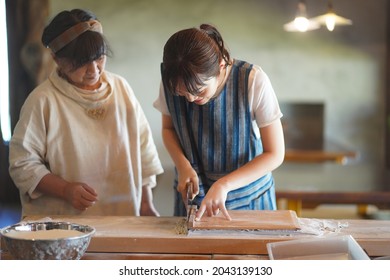 Image Of A Woman Making Soba Noodles 